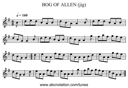BOG OF ALLEN (jig) - staff notation