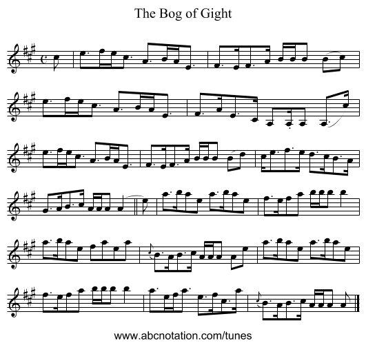 Bog of Gight, The - staff notation