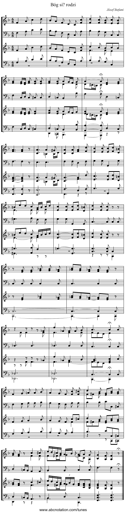 Bóg si? rodzi - staff notation