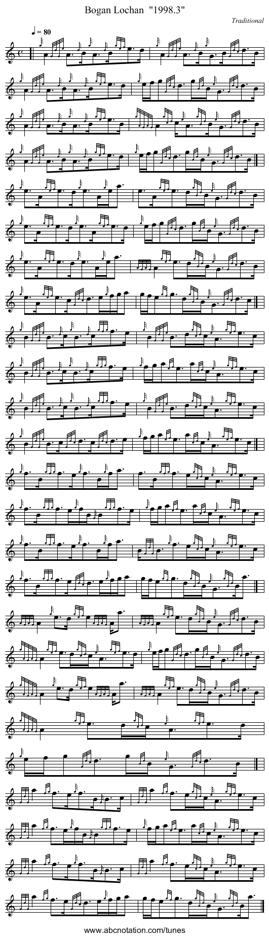 Bogan Lochan  1998.3 - staff notation