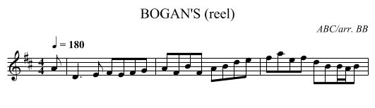 BOGAN'S (reel) - staff notation