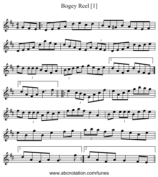 Bogey Reel [1] - staff notation