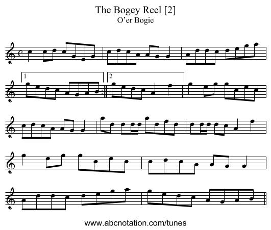 Bogey Reel [2], The - staff notation