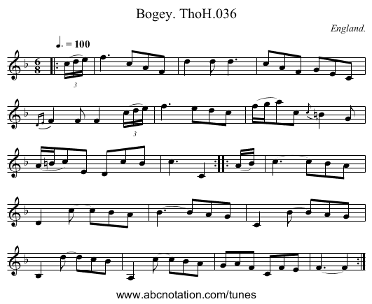 Bogey. ThoH.036 - staff notation