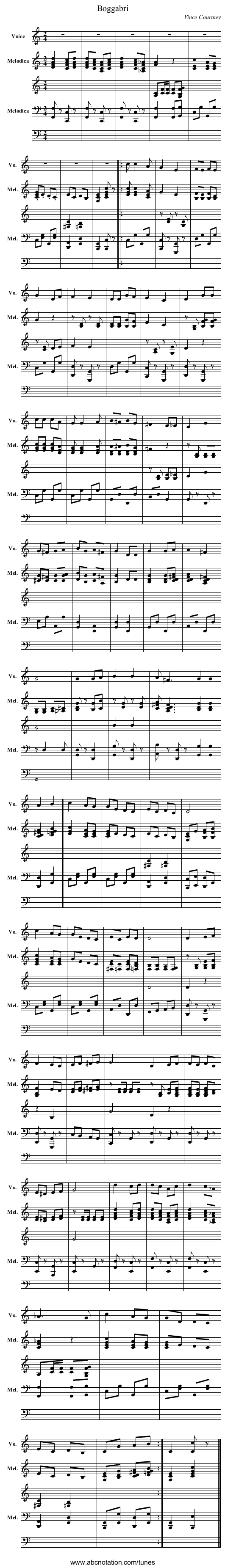 Boggabri - staff notation