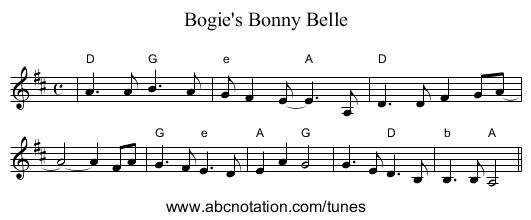 Bogie's Bonny Belle - staff notation