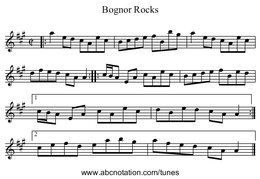 Bognor Rocks - staff notation