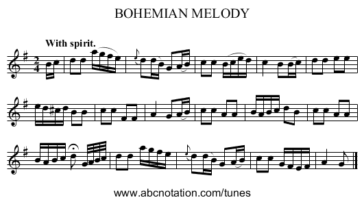 BOHEMIAN MELODY - staff notation
