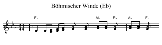 B&ouml;hmischer Winde (Eb) - staff notation