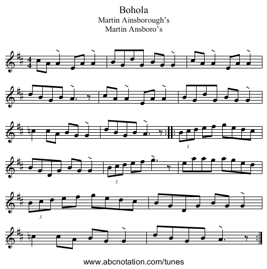 Bohola - staff notation