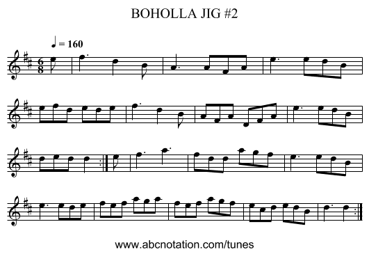 BOHOLLA JIG #2 - staff notation
