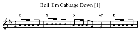Boil 'Em Cabbage Down [1] - staff notation