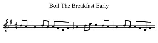 Boil The Breakfast Early - staff notation
