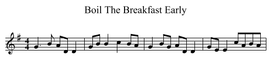 Boil The Breakfast Early - staff notation