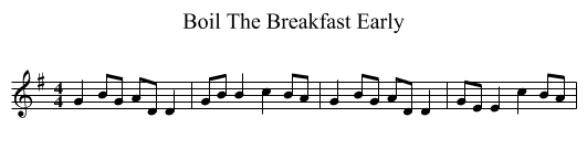 Boil The Breakfast Early - staff notation