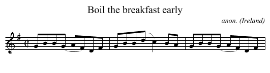 Boil the breakfast early - staff notation