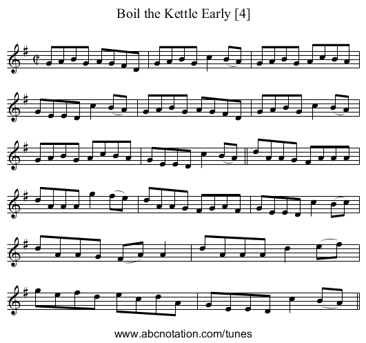 Boil the Kettle Early [4] - staff notation