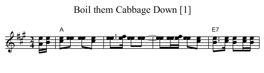 Boil them Cabbage Down [1] - staff notation