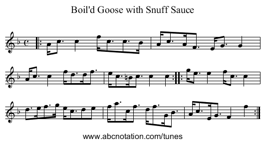 Boil'd Goose with Snuff Sauce - staff notation