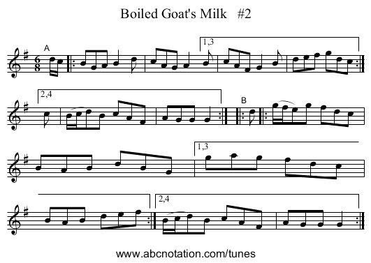 Boiled Goat's Milk #2 - staff notation