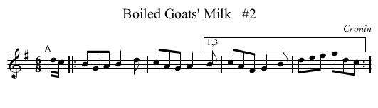 Boiled Goats' Milk   #2 - staff notation