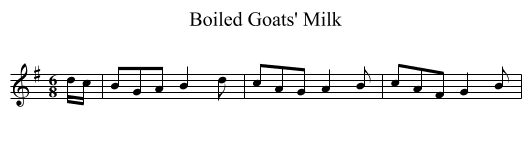 Boiled Goats' Milk - staff notation