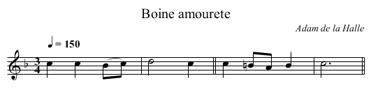 Boine amourete - staff notation