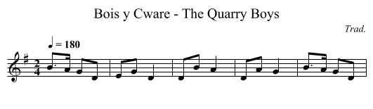 Bois y Cware - The Quarry Boys - staff notation