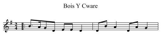 Bois Y Cware - staff notation