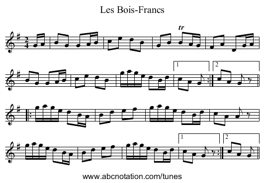 Bois-Francs, Les - staff notation