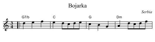 Bojarka - staff notation