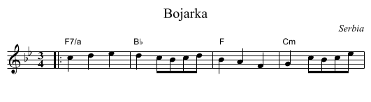 Bojarka - staff notation