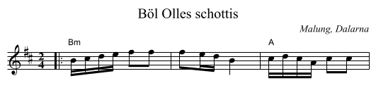 Böl Olles schottis - staff notation
