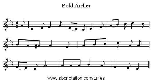 Bold Archer - staff notation