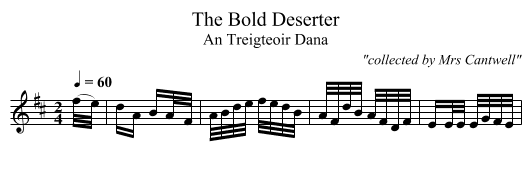 Bold Deserter, The - staff notation