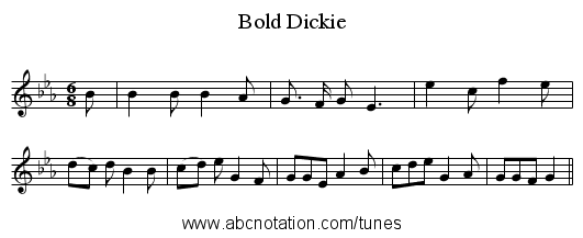 Bold Dickie - staff notation