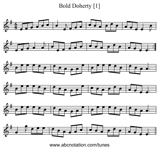 Bold Doherty [1] - staff notation