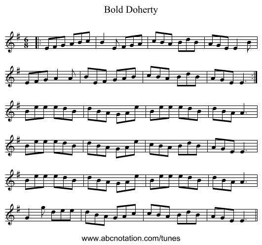 Bold Doherty - staff notation