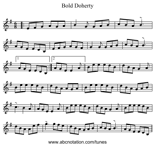 Bold Doherty - staff notation