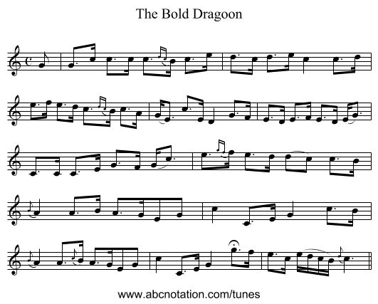 Bold Dragoon, The - staff notation