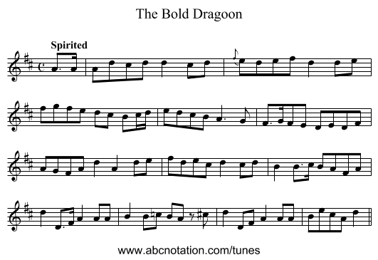 Bold Dragoon, The - staff notation