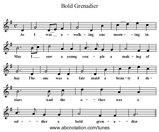 Bold Grenadier - staff notation
