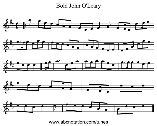 Bold John O'Leary - staff notation