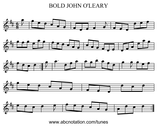 BOLD JOHN O'LEARY - staff notation