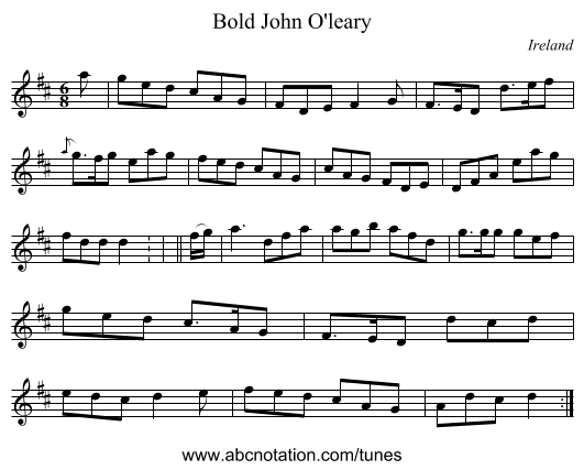 Bold John O'leary - staff notation