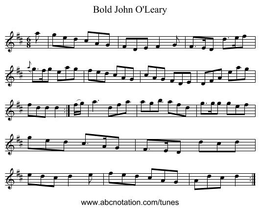 Bold John O'Leary - staff notation