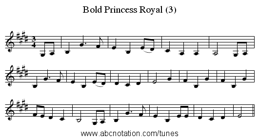 Bold Princess Royal (3) - staff notation