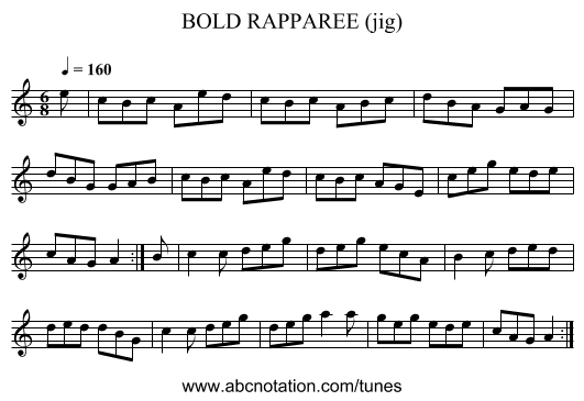 BOLD RAPPAREE (jig) - staff notation