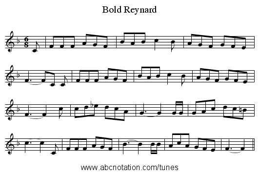 Bold Reynard - staff notation