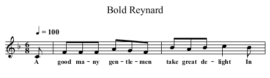 Bold Reynard - staff notation